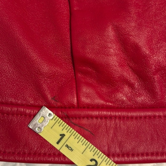 St. John Sport Genuine Leather Red Moto Jacket Women Sz XL - Picture 13 of 13